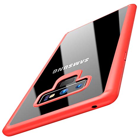 TOZO for Samsung Galaxy Note 9 Case, PC   TPU Clear Hard Back Panel Hybrid Ultra-Thin [ Slim Fit ] Protect Cover Shock Absorption Back-Transparent Bumper for Samsung Galaxy Note 9 [Red Edge]