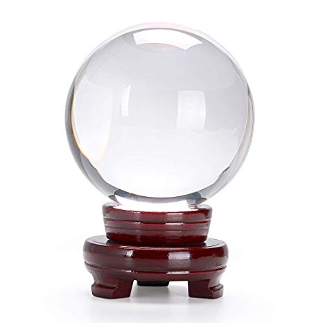 BTSKY ™ Clear Crystal Ball 80mm (3.1inch), Photography /Display Crystal Ball, Come with Wooden Stand