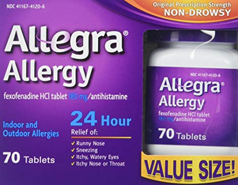 Allegra Allergy Original Prescription Strength 180mg - 70 Count