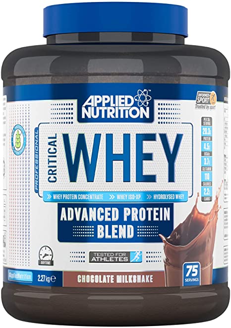 Applied Nutrition Critical Whey Protein Powder Shake, Gold Muscle Building Supplement with Glutamine & High Standard Amino Acids, BCAA 2.27kg - 75 Servings (Chocolate Milkshake)