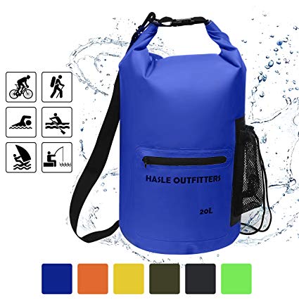 HASLE OUTFITTERS Waterproof Dry Bag-10L/20L/30L Roll Top Compression Sack with shoulder straps and Front Zippered Pocket Keeps Gear Dry for Boating, Camping, Kayaking, Fishing,Swimming and Hiking