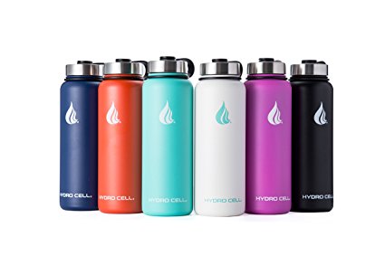 HYDRO CELL Stainless Steel Water Bottle with Straw & Wide Mouth Lids (32oz or 22oz) - Keeps Liquids Perfectly Hot or Cold with Double Wall Vacuum Insulated Sweat Proof Sport Design