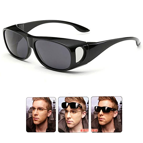 Wear Over sunglasses for men women Polarized lens,fit over Prescription Glasses UV400