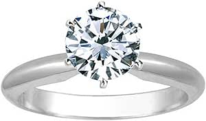 IGI Certified 1 1/4 Carat Round Brilliant Cut/Shape 14K White Gold Solitaire Diamond Engagement Ring 6 Prong (H-I Color, I2 Clarity center stones Center Stones)