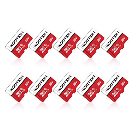 KOOTION Micro SD Card 16GB*10pcs UHS-I Speed up to 85m/s,Memory Card TF Card Micro SDHC,Class 10,U1