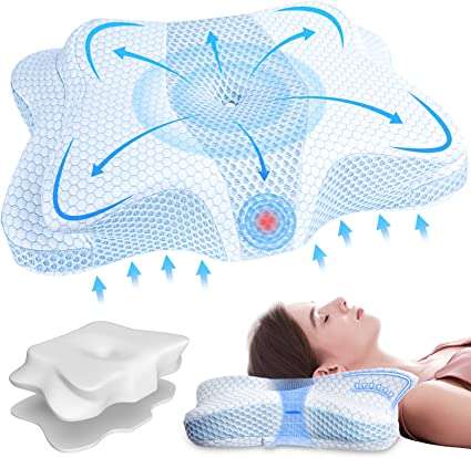 DIKI Cervical Pillow for Neck and Shoulder Pain Relief, Contour Memory Foam Neck Support Pillow, Height Adjustable, Ergonomic Orthopedic Bed Pillow for Side Back Stomach Sleeper