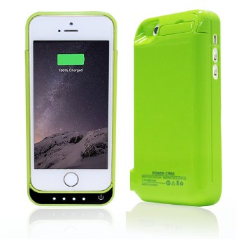 YHhao Battery Charger Case 4200mah Back Up Power Bank Extended Battery Charging Case for iPhone 5 5S 5C Slim Fit Slider Design   Full Body Protection   On/Off Switch LED Battery Level Indicator (Green)