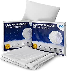 Everlasting Comfort Pillow Protectors King & Queen - Premium Zippered Waterproof - White Pillow Case Protector - Blocks Bed Bugs, Dust Mites, & Allergens - Hypoallergenic Pillow Covers (2 Pack)