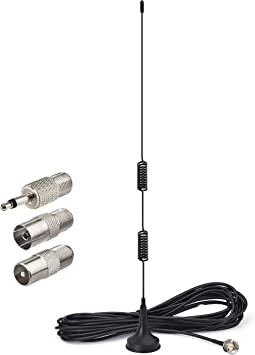 Bingfu DAB UKW FM Radio Antenne mit Magnetfuß 3M Verlängerungskabel Kompatibel mit Denon Pioneer Onkyo Yamaha Marantz Sherwood Digitales Radio Bluetooth Stereoempfänger Audio Vedio Heimkinoempfänger