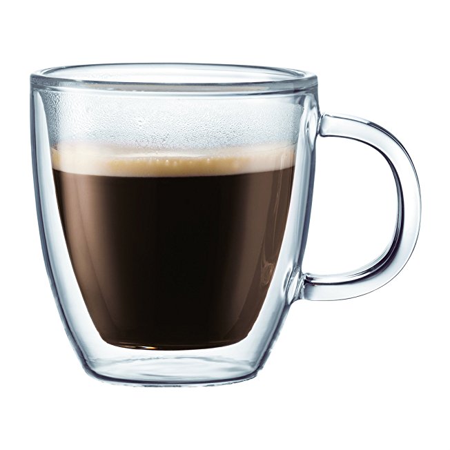 Bistro Double-Wall Glass Mug (Set of 2), 10 oz