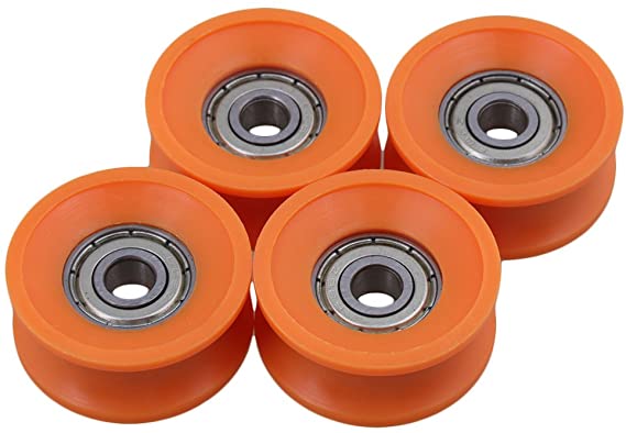CNBTR 4Pieces 6x30x13mm Plastic Coated Sealed Bearings Steel 606ZZ Deep U Groove Guide Pulley Rail Ball Rolling Bearing Wheel Orange