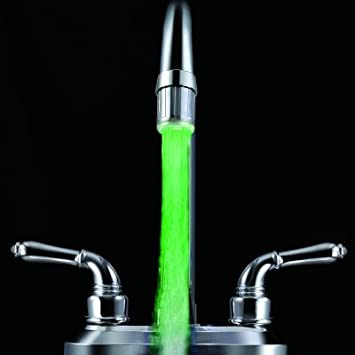 Anself Glow LED Water Faucet Stream Light Temperature Sensor Green Red Blue change colors according to the temperature of water.