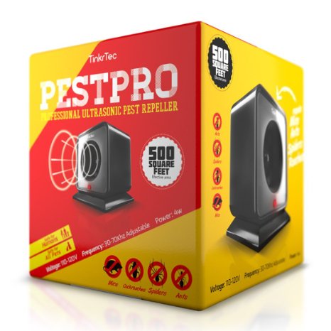 PestPRO Professional Electronic Pest Repeller by TinkrTec with Adjustable Frequency - Ultrasonic Pest Repellent - Natural and 100% Safe! - Pest Control works on Cockroaches, Mice, Rats, Spiders!
