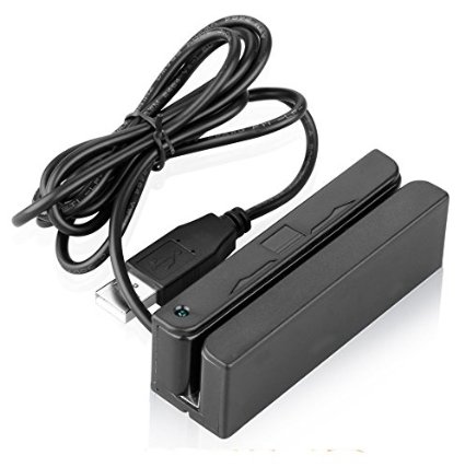 2xhome - POSMATE - USB Mini Credit Card 3 Track Hi Lo Co Magnetic Reader Swiper for POS System Cashier Registry MSR