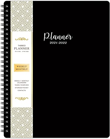 Planner 2021-2022 - 2021-2022 Planner, Weekly & Monthly Academic Planner, 8" × 10", Jul 2021- Jun 2022, Classic Black, Strong Twin-Wire Binding, Flexible Cover, Perfect Life Assistant