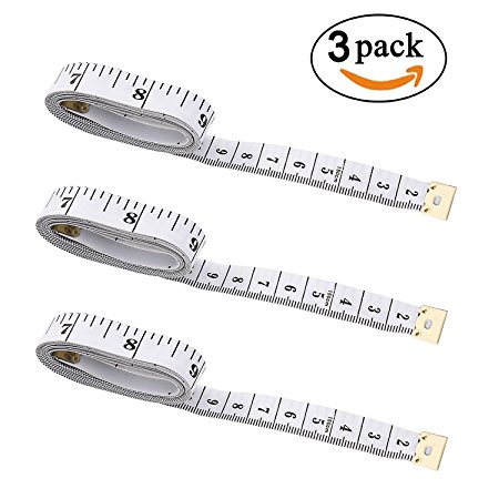Soft Measure Tape Measuring ULG Sewing Tailor Flexible Cloth Ruler Body Measurement 60 Inch 150cm Pack of 3 White