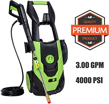 PowRyte Elite 1800 Watt 15A Electric Pressure Washer,Power Washer,Spray Washer with 5 Spray Tips and Powerful Motor - 4000PSI 3.0GPM