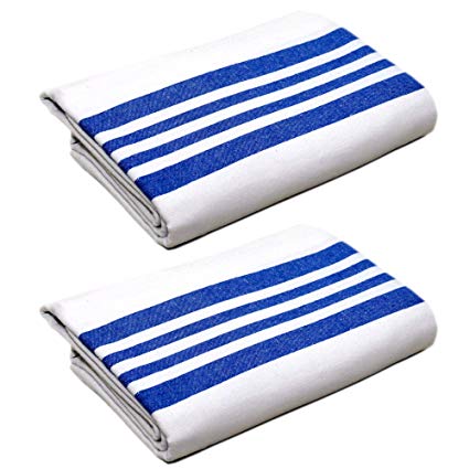 Luxury Flannel Blanket, 2 Pack, Soft, Cozy, Comfortable Heavy Napping/Sleeping Bed Blanket, Lightweight (White with Blue Stripe) by Raymond Clarke (2)