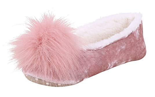 Arctic Paw Sunny Slipper - Fleece Lined With Faux Fur Pompoms