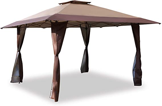 Sophia & William 13' x 13' Pop Up Gazebo Canopy with Wheeled Bag, Brown