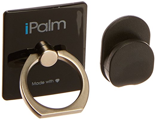 iPalm Black Universal Ring Stand Grip w/ Free Car Mount Holder Hook