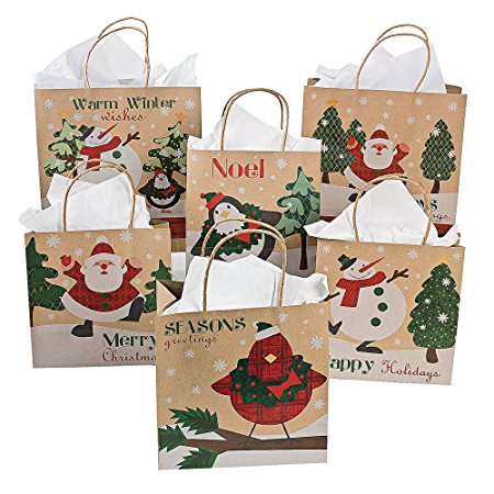 One Dozen Paper Christmas Craft Bag Assortment/CHRISTMAS/HOLIDAY wrap by Fun Express