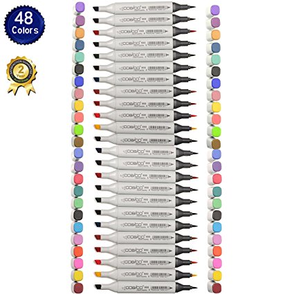 Magicdo 48 Cols Alcohol Markers Dual Tip Brush Pen Waterproof & Blendable Markers Broad Line Art Markers and Brush Pen For Coloring, Sketching, Drawing (482 Tips)
