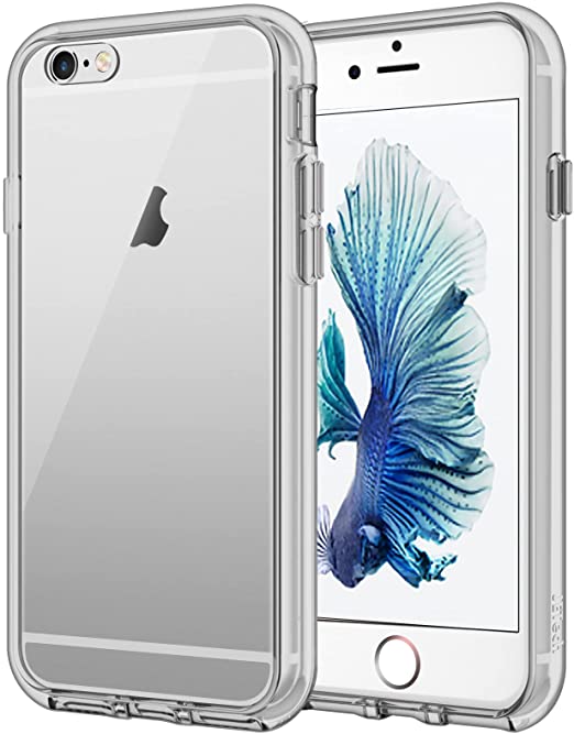 JETech Case for iPhone 6 Plus and iPhone 6s Plus 5.5-Inch, Shock-Absorption Bumper Cover, Anti-Scratch Clear Back (Gray)