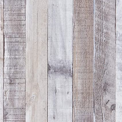 Art3d 17.7"x78.7" Peel and Stick Wallpaper - Decorative Self Adhesive Vinyl Film Wood Grain Wallpaper for Furniture Cabinet Countertop Shelf Paper, Grey Shiplap Wallpaper
