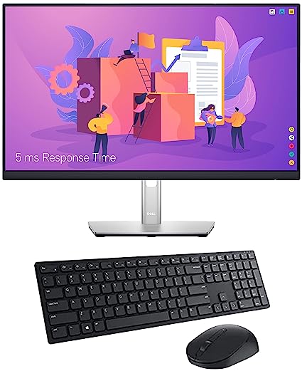 Dell Professional 24 inches, 1920 x 1080 Pixels Full HD Monitor - Wall Mountable & KM5221W Pro Wireless USB Keyboard and Mouse Set Quiet Keyboard, Full-Sized Keyboard