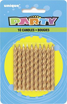 Spiral Gold Birthday Candles, 10ct