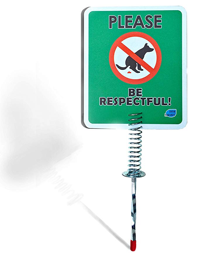 Premium - Dog Poop Signs for Yard | Stops Dogs from Pooping, no Poo, on Your Lawn Signs Spring Action Dog Poop Sign, Stop Pets Pooping or Peeing The Lawn Yard (Please Be Respectful)