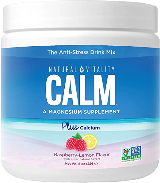 Natural Vitality Calm , Magnesium Citrate Supplement Powder, Anti-Stress Drink Mix, Raspberry Lemon, 8 Ounces