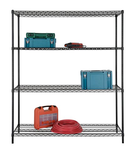 Excel ES-602472P NSF Certified All Purpose 4-Tier Shelving, 60 x 72 x 24 Inch, Black