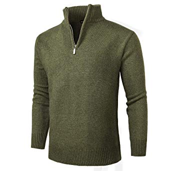NALANION Mens Casual Wool Blend Pullover Sweaters 1/4 Zip Collar Knitted Sweater