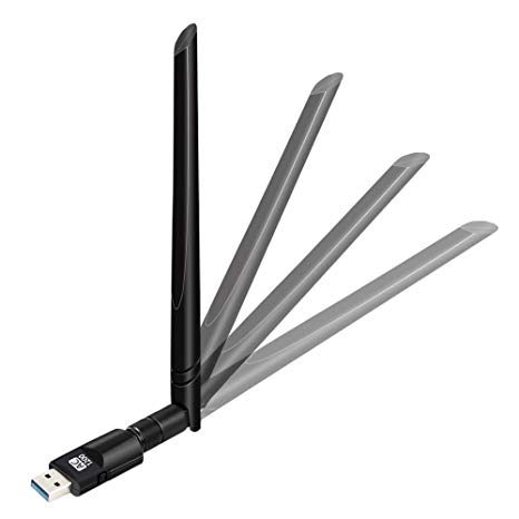 USB Wifi Adapter 1200Mbps TECHKEY USB 3.0 Wifi Dongle 802.11 ac Wireless Network Adapter with Dual Band 2.4GHz/300Mbps 5GHz/866Mbps 5dBi High Gain Antenna for Desktop Windows XP/Vista/7/8/10 Linux Mac