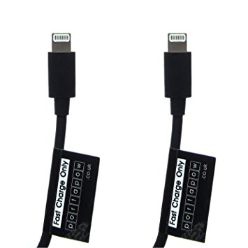 PortaPow 1ft Data Block   Fast Charge 21AWG Lightning USB Cable - Twin Pack