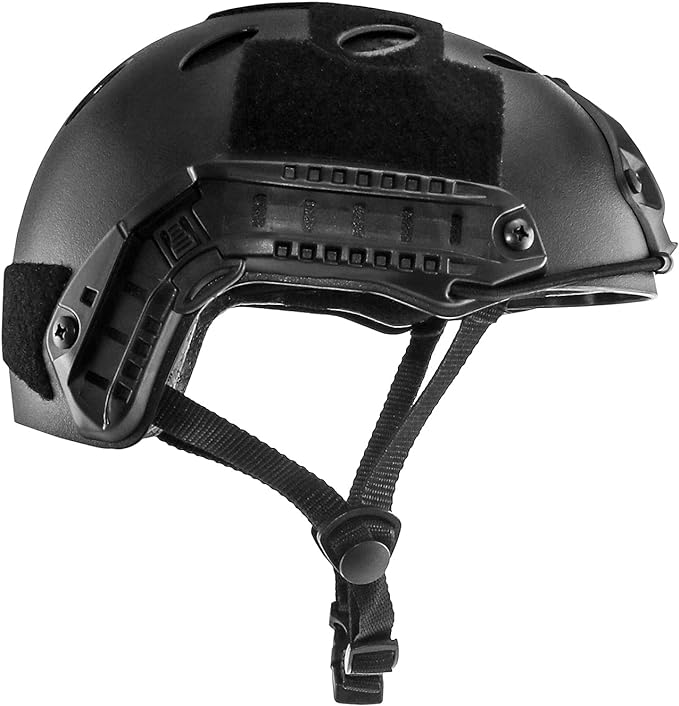 QWORK Tactical Helmet Maritime Helmet, PJ Type Adjustable Paintball Airsoft Fast Helmet with NVG Mount and Side Rails Fit a Variety of Accessories, ABS Lightweight Hard Shell, Black