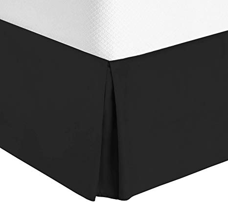 Nestl Bedding Pleated Bed Skirt - Luxury Microfiber Dust Ruffle - Sleek Modern Bed Skirt - 14” Tailored Drop, Full XL, Black