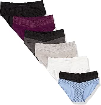 Warner's Women's Blissful Benefits Dig-Free Comfort Waist with Lace Cotton Hipster 6-Pack Ru2266w