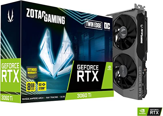 ZOTAC Gaming GeForce RTX 3060 Ti Twin Edge OC LHR 8GB GDDR6 256-bit 14 Gbps PCIE 4.0 Gaming Graphics Card, IceStorm 2.0 Advanced Cooling, Active Fan Control, Freeze Fan Stop ZT-A30610H-10MLHR