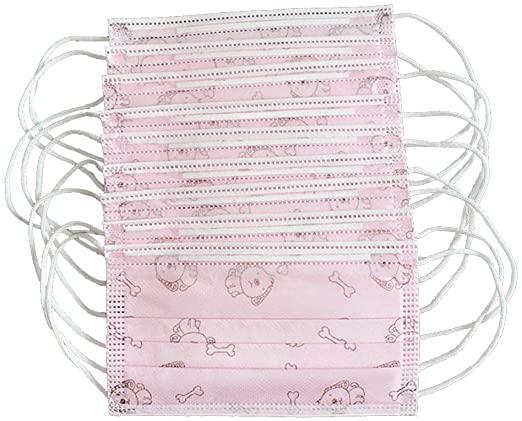 10pcs Disposable Másk 3 Layer Face Cover with Safety Certification Instructions Animal Pattern Face Respirator for Kids Adults (10pcs, Pink)