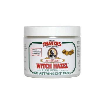 Thayers Original Witch Hazel Astringent Pads with Aloe Vera Formula, 60 Count