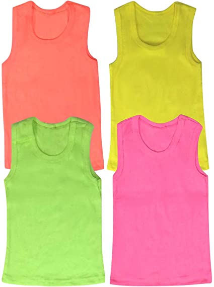 ToBeInStyle Girl's 4 Pack Ruffle Hem Cotton Tank Tops