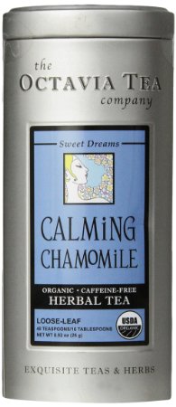 Octavia Tea Calming Chamomile (Organic, Caffeine-Free Herbal Tea), Loose Tea, 0.92 Ounce Tin