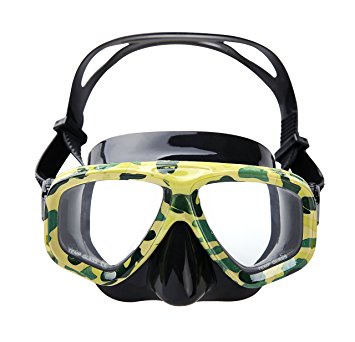 Snorkeling Mask, OBOSOE Anti-Fog Scuba Diving Mask for Adults, Kids - Yellow