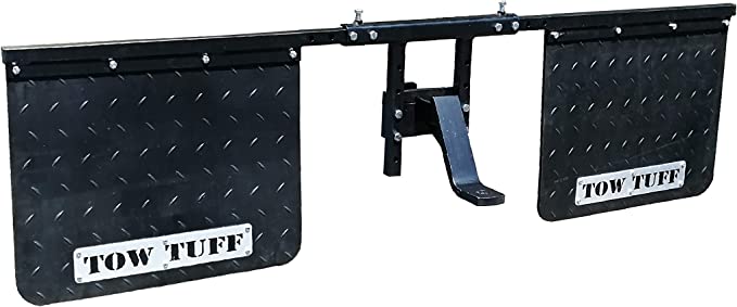 Tow Tuff TTF-2418AMF 18" x 24" Universal-Mounts Mud Flaps Adjustable Width Adjustable Height, Rubber with Stabilizing Mounting Bracket to Protect Trailer, Boats, Camper, etc. While Towing
