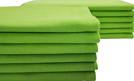 Linen Clubs Pack of 12,100% Cotton, 20" x 20" Oversized Lime Green Colored Solid Dinner Napkin with Selvedge fold