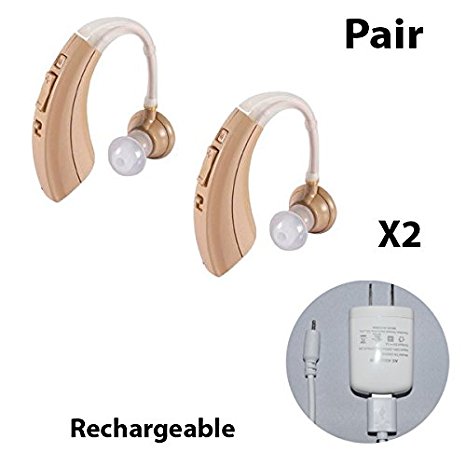 New 1 Pair EZ-220T- Rechargeable Digital Hearing Amplifier FDA Approved easyuslife® with One Free UV light Sanitizer & Dryer