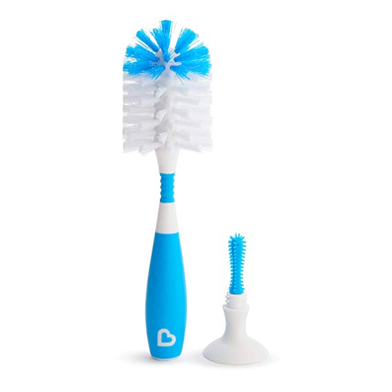 Munchkin Deluxe Bottle and Teat Brush with Textured, Easy-Grip Handle, Blue, 90 g